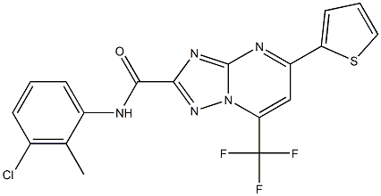 N-(3-chloro-2-methylphenyl)-5-(2-thienyl)-7-(trifluoromethyl)[1,2,4]triazolo[1,5-a]pyrimidine-2-carboxamide 结构式