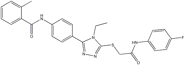 N-[4-(4-ethyl-5-{[2-(4-fluoroanilino)-2-oxoethyl]sulfanyl}-4H-1,2,4-triazol-3-yl)phenyl]-2-methylbenzamide 结构式