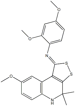 N-(2,4-dimethoxyphenyl)-N-(8-methoxy-4,4-dimethyl-4,5-dihydro-1H-[1,2]dithiolo[3,4-c]quinolin-1-ylidene)amine 结构式