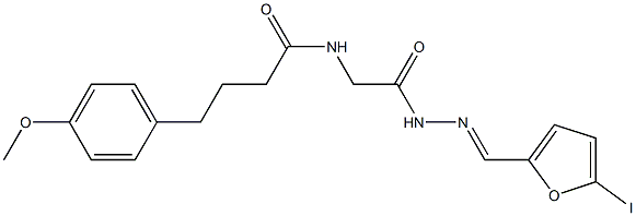 N-(2-{2-[(5-iodo-2-furyl)methylene]hydrazino}-2-oxoethyl)-4-(4-methoxyphenyl)butanamide 结构式