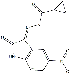 N'-{5-nitro-2-oxo-1,2-dihydro-3H-indol-3-ylidene}spiro[2.3]hexane-1-carbohydrazide 结构式