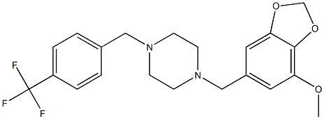 1-[(7-methoxy-1,3-benzodioxol-5-yl)methyl]-4-[4-(trifluoromethyl)benzyl]piperazine 结构式