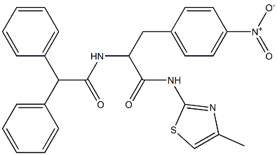 2-[(diphenylacetyl)amino]-3-{4-nitrophenyl}-N-(4-methyl-1,3-thiazol-2-yl)propanamide 结构式