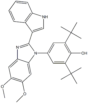 2,6-ditert-butyl-4-[2-(1H-indol-3-yl)-5,6-dimethoxy-1H-benzimidazol-1-yl]phenol 结构式