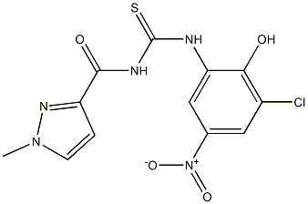 N-{3-chloro-2-hydroxy-5-nitrophenyl}-N'-[(1-methyl-1H-pyrazol-3-yl)carbonyl]thiourea 结构式