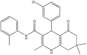 4-(3-chlorophenyl)-2,7,7-trimethyl-N-(2-methylphenyl)-5-oxo-1,4,5,6,7,8-hexahydroquinoline-3-carboxamide 结构式