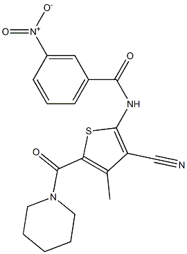N-[3-cyano-4-methyl-5-(piperidin-1-ylcarbonyl)thien-2-yl]-3-nitrobenzamide 结构式