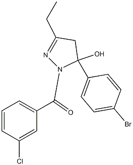 5-(4-bromophenyl)-1-(3-chlorobenzoyl)-3-ethyl-4,5-dihydro-1H-pyrazol-5-ol 结构式