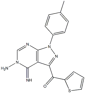 [5-amino-4-imino-1-(4-methylphenyl)-4,5-dihydro-1H-pyrazolo[3,4-d]pyrimidin-3-yl](2-thienyl)methanone 结构式