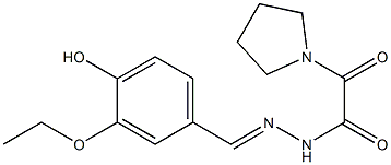 N'-(3-ethoxy-4-hydroxybenzylidene)-2-oxo-2-(1-pyrrolidinyl)acetohydrazide 结构式