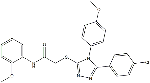 2-{[5-(4-chlorophenyl)-4-(4-methoxyphenyl)-4H-1,2,4-triazol-3-yl]sulfanyl}-N-(2-methoxyphenyl)acetamide 结构式