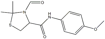 3-formyl-N-(4-methoxyphenyl)-2,2-dimethyl-1,3-thiazolidine-4-carboxamide 结构式