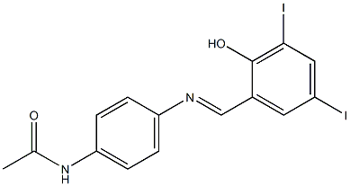 N-{4-[(2-hydroxy-3,5-diiodobenzylidene)amino]phenyl}acetamide 结构式