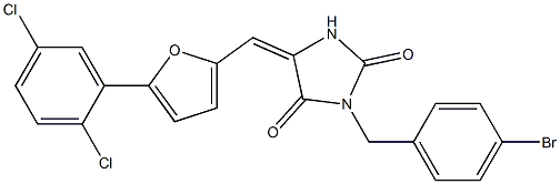 3-(4-bromobenzyl)-5-{[5-(2,5-dichlorophenyl)-2-furyl]methylene}-2,4-imidazolidinedione 结构式