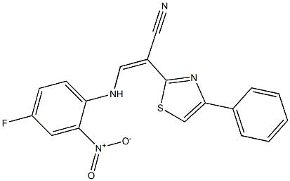 3-{4-fluoro-2-nitroanilino}-2-(4-phenyl-1,3-thiazol-2-yl)acrylonitrile 结构式