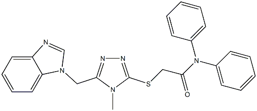 2-{[5-(1H-benzimidazol-1-ylmethyl)-4-methyl-4H-1,2,4-triazol-3-yl]sulfanyl}-N,N-diphenylacetamide 结构式