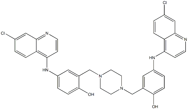 4-[(7-chloro-4-quinolinyl)amino]-2-[(4-{5-[(7-chloro-4-quinolinyl)amino]-2-hydroxybenzyl}-1-piperazinyl)methyl]phenol 结构式