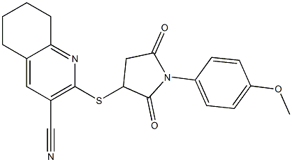2-{[1-(4-methoxyphenyl)-2,5-dioxo-3-pyrrolidinyl]sulfanyl}-5,6,7,8-tetrahydro-3-quinolinecarbonitrile 结构式