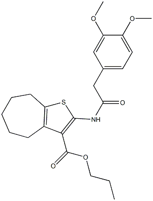 propyl 2-{[(3,4-dimethoxyphenyl)acetyl]amino}-5,6,7,8-tetrahydro-4H-cyclohepta[b]thiophene-3-carboxylate 结构式