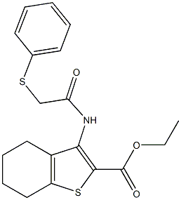 ethyl 3-{[(phenylsulfanyl)acetyl]amino}-4,5,6,7-tetrahydro-1-benzothiophene-2-carboxylate 结构式