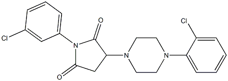 1-(3-chlorophenyl)-3-[4-(2-chlorophenyl)-1-piperazinyl]-2,5-pyrrolidinedione 结构式