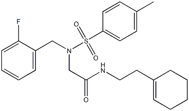 N-[2-(1-cyclohexen-1-yl)ethyl]-2-{(2-fluorobenzyl)[(4-methylphenyl)sulfonyl]amino}acetamide 结构式