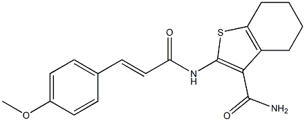 2-{[3-(4-methoxyphenyl)acryloyl]amino}-4,5,6,7-tetrahydro-1-benzothiophene-3-carboxamide 结构式