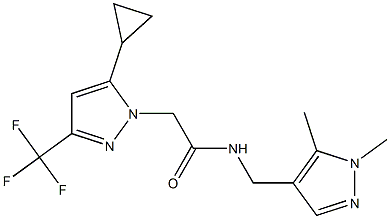 2-[5-cyclopropyl-3-(trifluoromethyl)-1H-pyrazol-1-yl]-N-[(1,5-dimethyl-1H-pyrazol-4-yl)methyl]acetamide 结构式