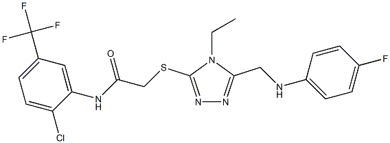 N-[2-chloro-5-(trifluoromethyl)phenyl]-2-({4-ethyl-5-[(4-fluoroanilino)methyl]-4H-1,2,4-triazol-3-yl}sulfanyl)acetamide 结构式