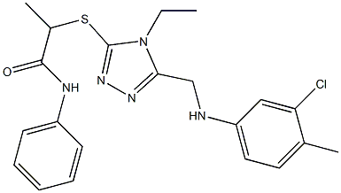 2-[(5-{[(3-chloro-4-methylphenyl)amino]methyl}-4-ethyl-4H-1,2,4-triazol-3-yl)sulfanyl]-N-phenylpropanamide 结构式