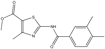 methyl 2-[(3,4-dimethylbenzoyl)amino]-4-methyl-1,3-thiazole-5-carboxylate 结构式