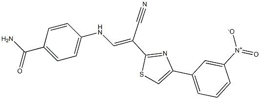 4-{[2-cyano-2-(4-{3-nitrophenyl}-1,3-thiazol-2-yl)vinyl]amino}benzamide 结构式