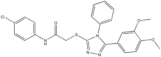 N-(4-chlorophenyl)-2-{[5-(3,4-dimethoxyphenyl)-4-phenyl-4H-1,2,4-triazol-3-yl]sulfanyl}acetamide 结构式