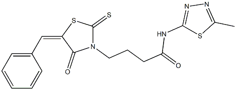 4-(5-benzylidene-4-oxo-2-thioxo-1,3-thiazolidin-3-yl)-N-(5-methyl-1,3,4-thiadiazol-2-yl)butanamide 结构式