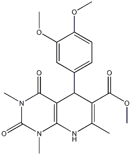 methyl 5-(3,4-dimethoxyphenyl)-1,3,7-trimethyl-2,4-dioxo-1,2,3,4,5,8-hexahydropyrido[2,3-d]pyrimidine-6-carboxylate 结构式