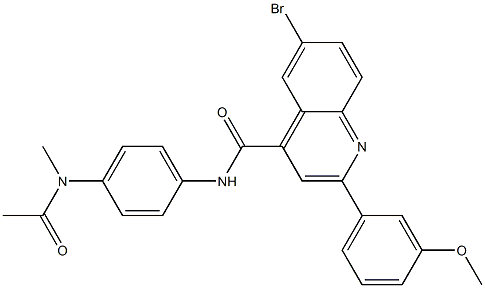 N-{4-[acetyl(methyl)amino]phenyl}-6-bromo-2-(3-methoxyphenyl)-4-quinolinecarboxamide 结构式