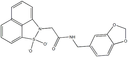 N-(1,3-benzodioxol-5-ylmethyl)-2-(1,1-dioxido-2H-naphtho[1,8-cd]isothiazol-2-yl)acetamide 结构式