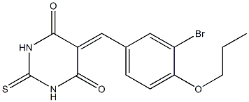 5-(3-bromo-4-propoxybenzylidene)-2-thioxodihydro-4,6(1H,5H)-pyrimidinedione 结构式