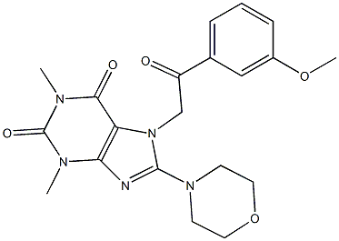 7-[2-(3-methoxyphenyl)-2-oxoethyl]-1,3-dimethyl-8-(4-morpholinyl)-3,7-dihydro-1H-purine-2,6-dione 结构式