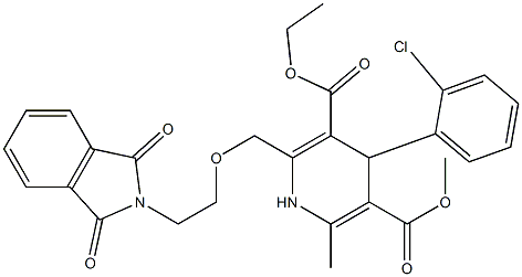 3-Ethyl-5-methyl-(4RS)-4-(2-chlorophenyl)-2-[[2-(1,3-dioxo-1,3-dihydro-2H-isoindol-2-yl)ethoxy]methyl]-6-methyl-1,4-dihydropyridine-3,5-dicarboxylate 结构式