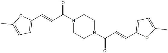 (E)-3-(5-methyl-2-furyl)-1-{4-[(E)-3-(5-methyl-2-furyl)-2-propenoyl]-1-piperazinyl}-2-propen-1-one 结构式