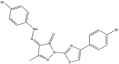 1-[4-(4-bromophenyl)-1,3-thiazol-2-yl]-3-methyl-1H-pyrazole-4,5-dione 4-[N-(4-bromophenyl)hydrazone] 结构式