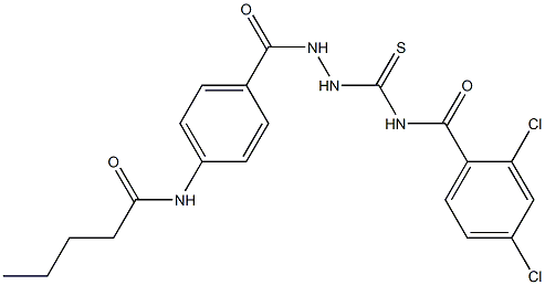 2,4-dichloro-N-({2-[4-(pentanoylamino)benzoyl]hydrazino}carbothioyl)benzamide 结构式