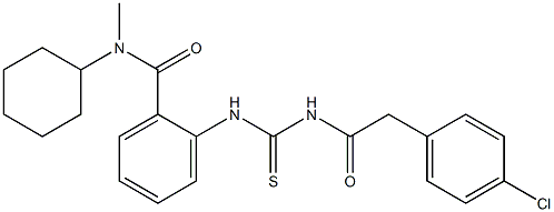 2-[({[2-(4-chlorophenyl)acetyl]amino}carbothioyl)amino]-N-cyclohexyl-N-methylbenzamide 结构式