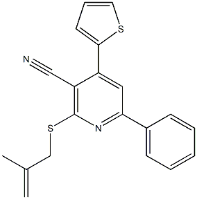 2-[(2-methyl-2-propenyl)sulfanyl]-6-phenyl-4-(2-thienyl)nicotinonitrile 结构式