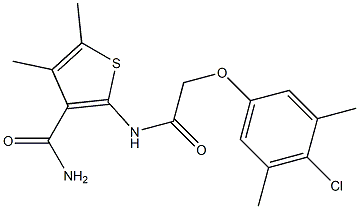 2-{[2-(4-chloro-3,5-dimethylphenoxy)acetyl]amino}-4,5-dimethyl-3-thiophenecarboxamide 结构式