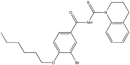3-bromo-N-[3,4-dihydro-1(2H)-quinolinylcarbothioyl]-4-(hexyloxy)benzamide 结构式