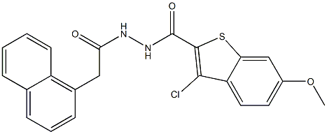 3-chloro-6-methoxy-N'-[2-(1-naphthyl)acetyl]-1-benzothiophene-2-carbohydrazide 结构式