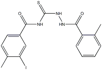 3-iodo-4-methyl-N-{[2-(2-methylbenzoyl)hydrazino]carbothioyl}benzamide 结构式