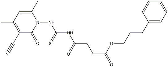 3-phenylpropyl 4-[({[3-cyano-4,6-dimethyl-2-oxo-1(2H)-pyridinyl]amino}carbothioyl)amino]-4-oxobutanoate 结构式